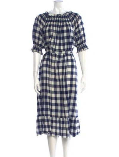 Pre-owned Doen Plaid Print Midi Length Dress In Multi