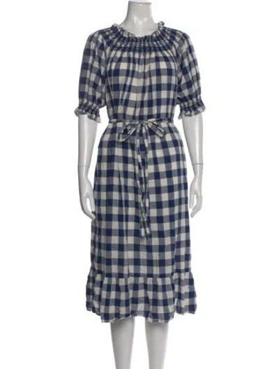 Pre-owned Doen Plaid Print Midi Length Dress In Multi