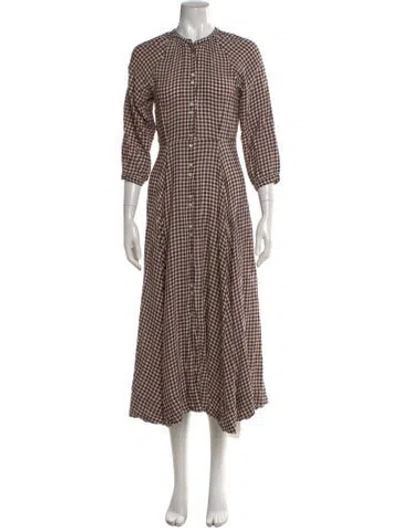 Pre-owned Doen Plaid Print Midi Length Dress In Multi