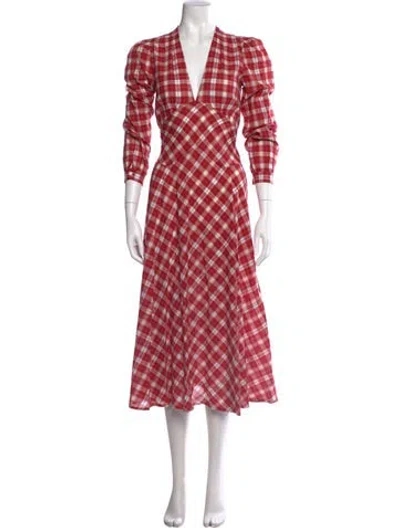 Pre-owned Doen Plaid Print Midi Length Dress In Multi