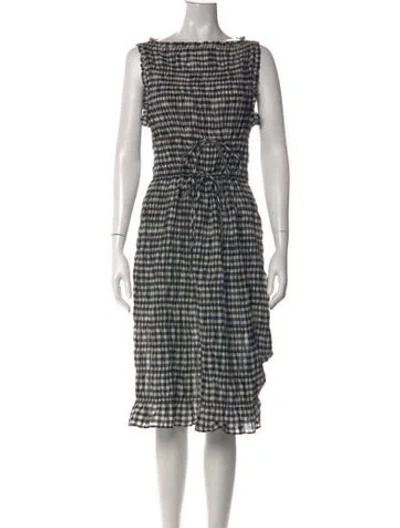 Pre-owned Doen Plaid Print Midi Length Dress In Multi