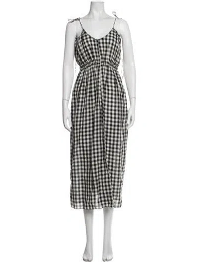 Pre-owned Doen Plaid Print Midi Length Dress In Multicolor