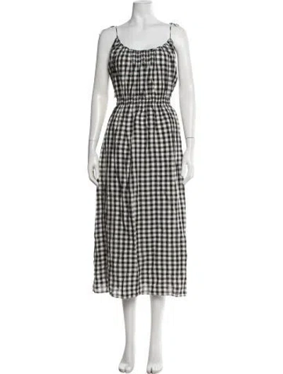 Pre-owned Doen Plaid Print Midi Length Dress In Neutrals