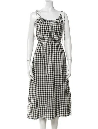 Pre-owned Doen Plaid Print Midi Length Dress In Neutrals
