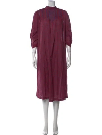 Pre-owned Doen Plaid Print Midi Length Dress W/ Tags In Red