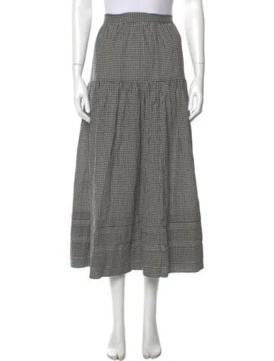 Pre-owned Doen Plaid Print Midi Length Skirt In Black
