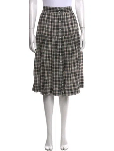 Pre-owned Doen Plaid Print Midi Length Skirt In Neutrals