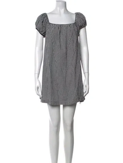 Pre-owned Doen Plaid Print Mini Dress In Black