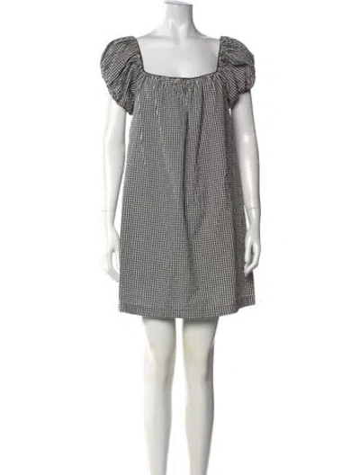 Pre-owned Doen Plaid Print Mini Dress In Black