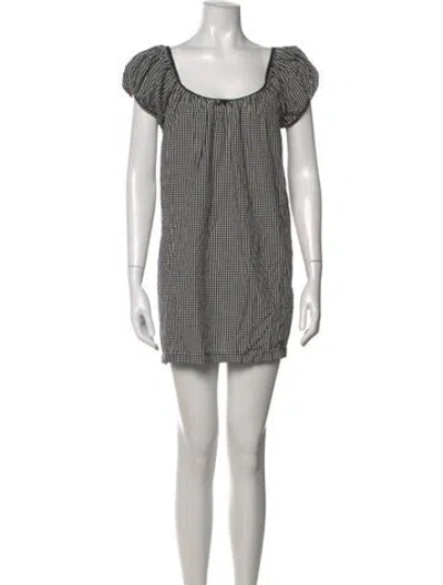 Pre-owned Doen Plaid Print Mini Dress In Black