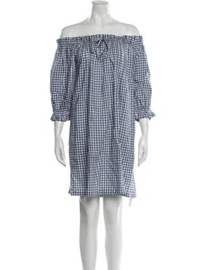 Pre-owned Doen Plaid Print Mini Dress In Blue