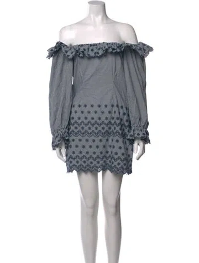 Pre-owned Doen Plaid Print Mini Dress In Blue