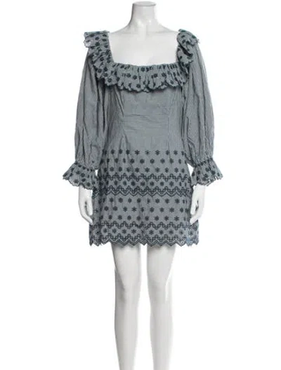 Pre-owned Doen Plaid Print Mini Dress In Blue