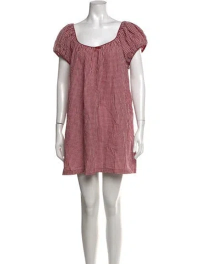 Pre-owned Doen Plaid Print Mini Dress In Multicolor
