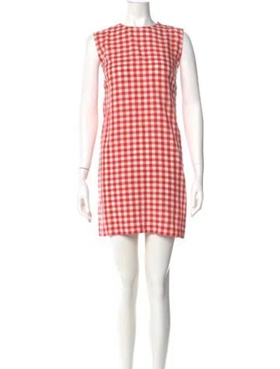 Pre-owned Doen Plaid Print Mini Dress In Pink