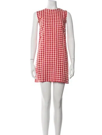 Pre-owned Doen Plaid Print Mini Dress In Pink