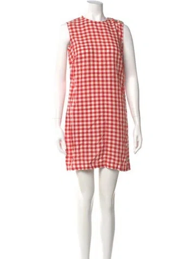 Pre-owned Doen Plaid Print Mini Dress In Pink