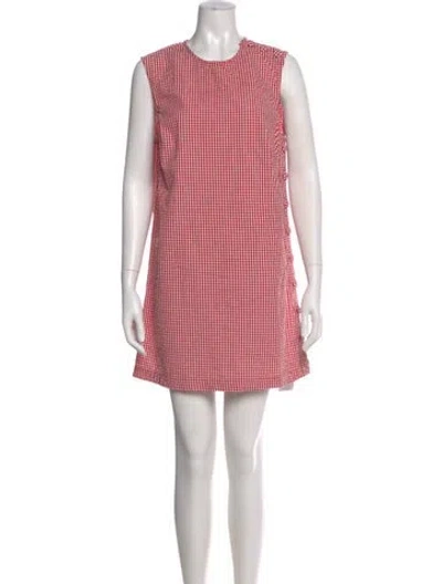 Pre-owned Doen Plaid Print Mini Dress In Pink