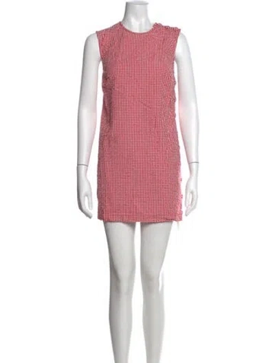Pre-owned Doen Plaid Print Mini Dress In Pink