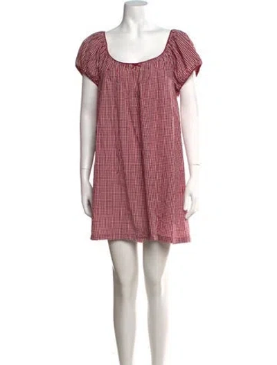 Pre-owned Doen Plaid Print Mini Dress In Pink