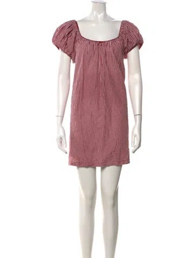 Pre-owned Doen Plaid Print Mini Dress In Pink