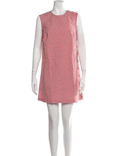 Pre-owned Doen Plaid Print Mini Dress In Red