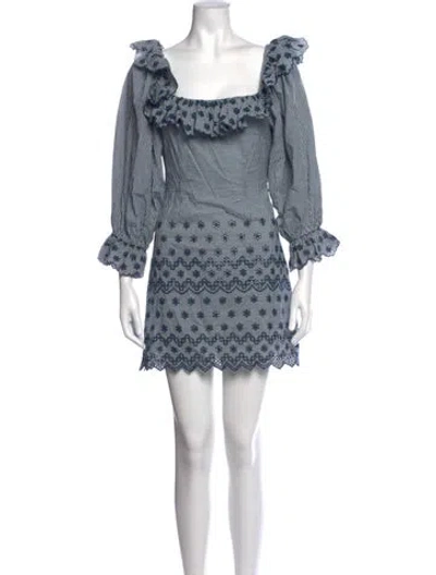 Pre-owned Doen Plaid Print Mini Dress W/ Tags In Blue