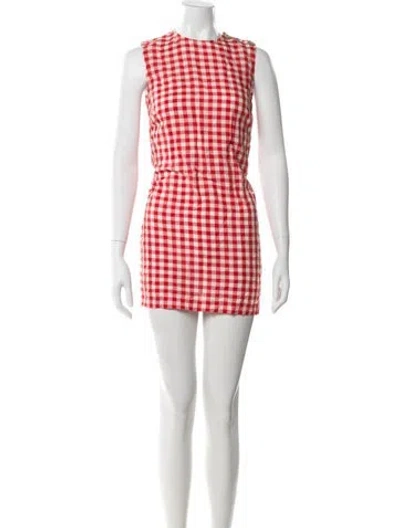 Pre-owned Doen Plaid Print Mini Dress W/ Tags In Pink