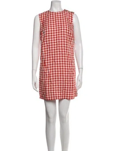 Pre-owned Doen Plaid Print Mini Dress W/ Tags In Red