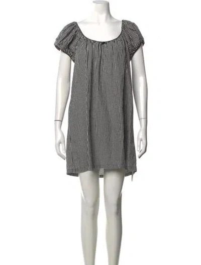 Pre-owned Doen Plaid Print Mini Dress In White