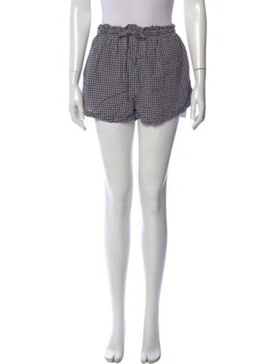 Pre-owned Doen Plaid Print Mini Shorts In Blue