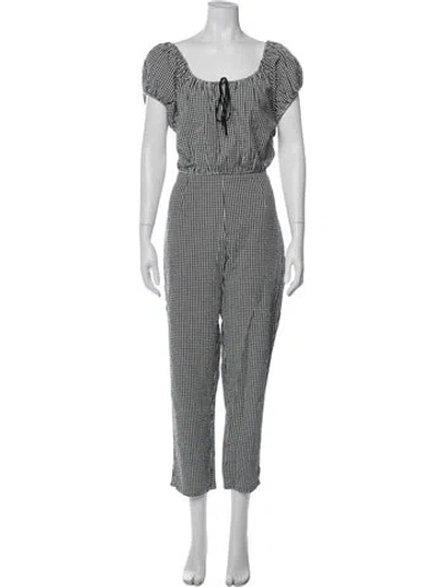 Pre-owned Doen Plaid Print Pant Set In Black