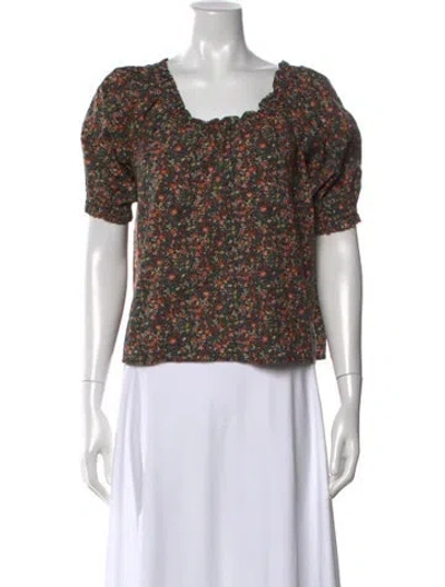 Pre-owned Doen Plaid Print Scoop Neck Blouse In Black