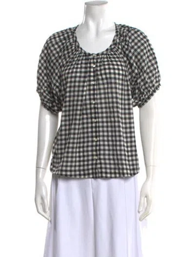 Pre-owned Doen Plaid Print Scoop Neck Blouse In Multi