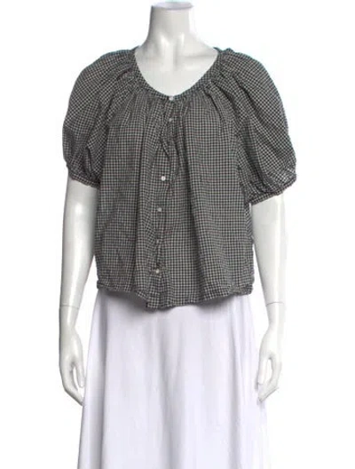 Pre-owned Doen Plaid Print Scoop Neck Blouse In Multicolor