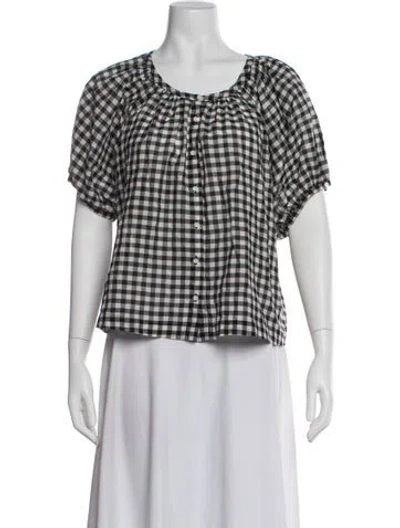 Pre-owned Doen Plaid Print Scoop Neck Blouse In Purple