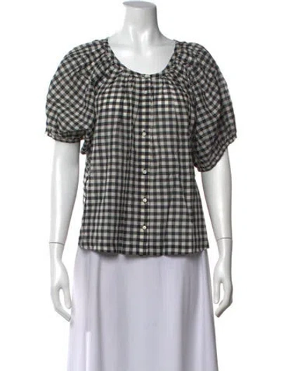 Pre-owned Doen Plaid Print Scoop Neck Blouse W/ Tags In Multicolor