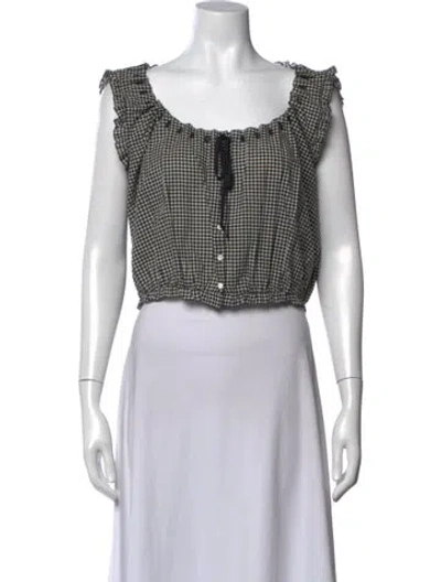 Pre-owned Doen Plaid Print Scoop Neck Crop Top In Neutral