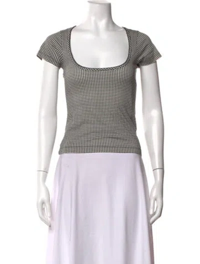 Pre-owned Doen Plaid Print Scoop Neck Top In Blue