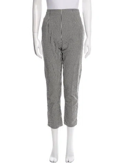 Pre-owned Doen Plaid Print Skinny Leg Pants In White