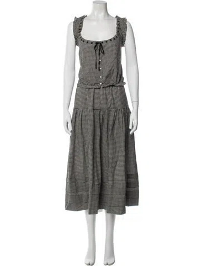 Pre-owned Doen Plaid Print Skirt Set In White