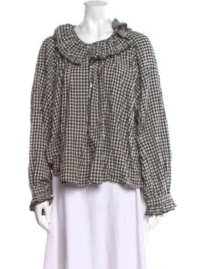 Pre-owned Doen Plaid Print Square Neckline Blouse In Multi