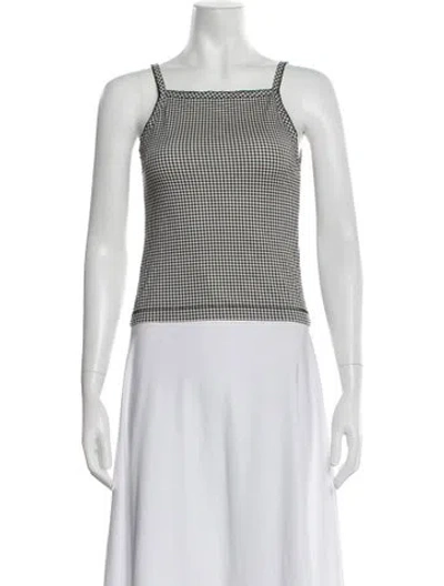 Pre-owned Doen Plaid Print Square Neckline Top In Black