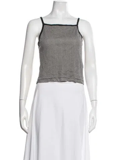 Pre-owned Doen Plaid Print Square Neckline Top In Grey