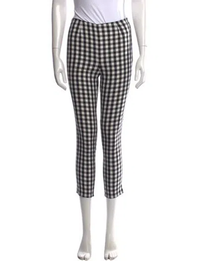 Pre-owned Doen Plaid Print Straight Leg Pants In Black