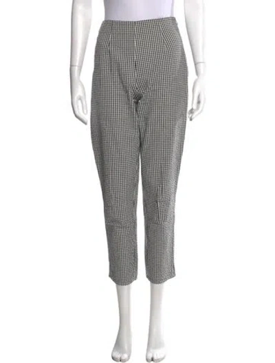 Pre-owned Doen Plaid Print Straight Leg Pants In Black/white