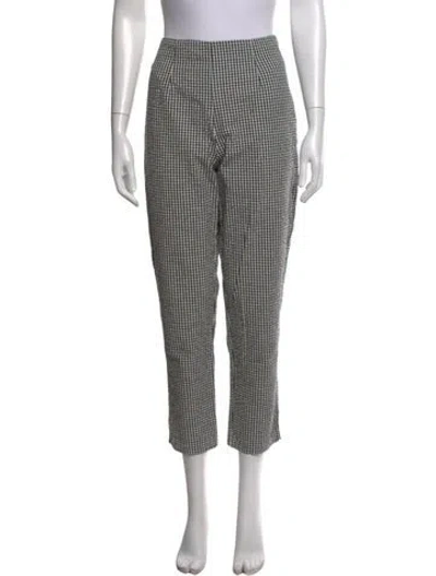 Pre-owned Doen Plaid Print Straight Leg Pants In Black/white