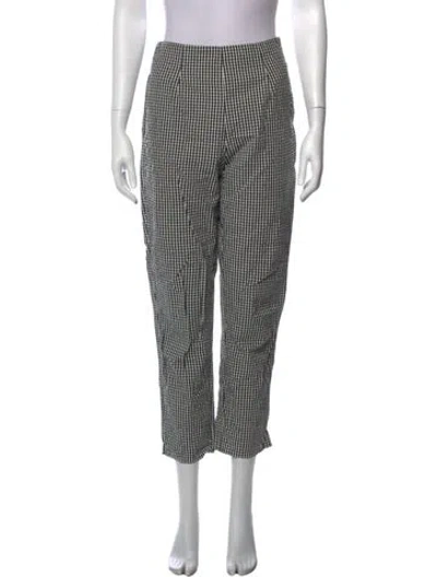 Pre-owned Doen Plaid Print Straight Leg Pants In Black/white