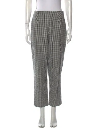 Pre-owned Doen Plaid Print Straight Leg Pants In Black/white