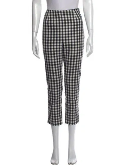 Pre-owned Doen Plaid Print Straight Leg Pants In Multicolor